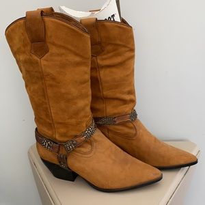 Maine Woods Leather Cowboy Boots size 8 GUC